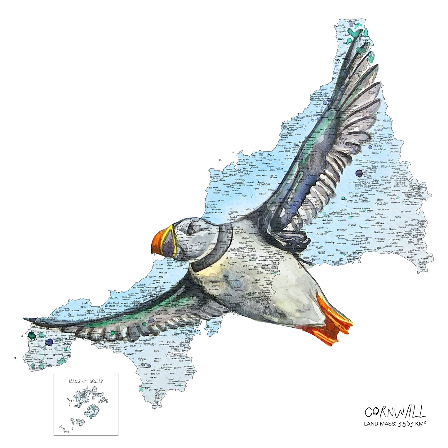 Cornwall Puffin Print