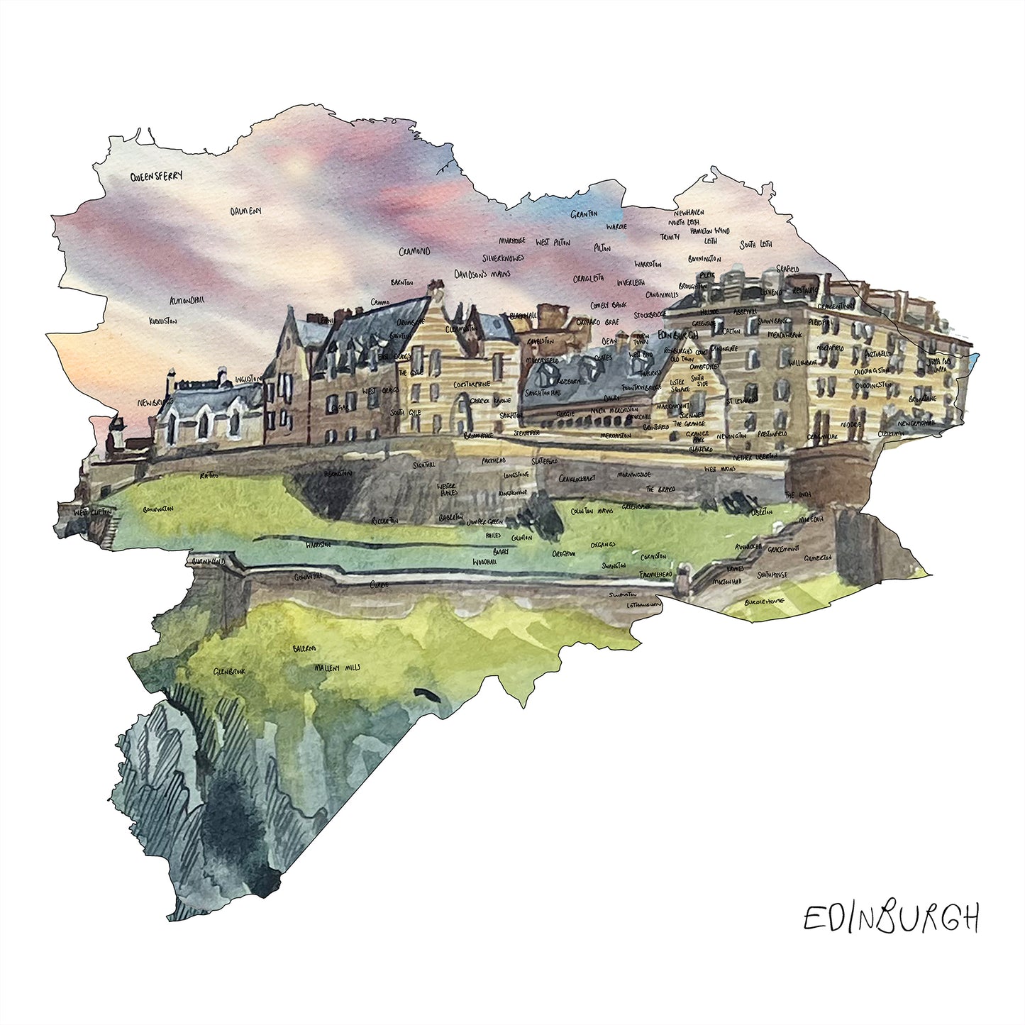 Edinburgh Castle Map Card