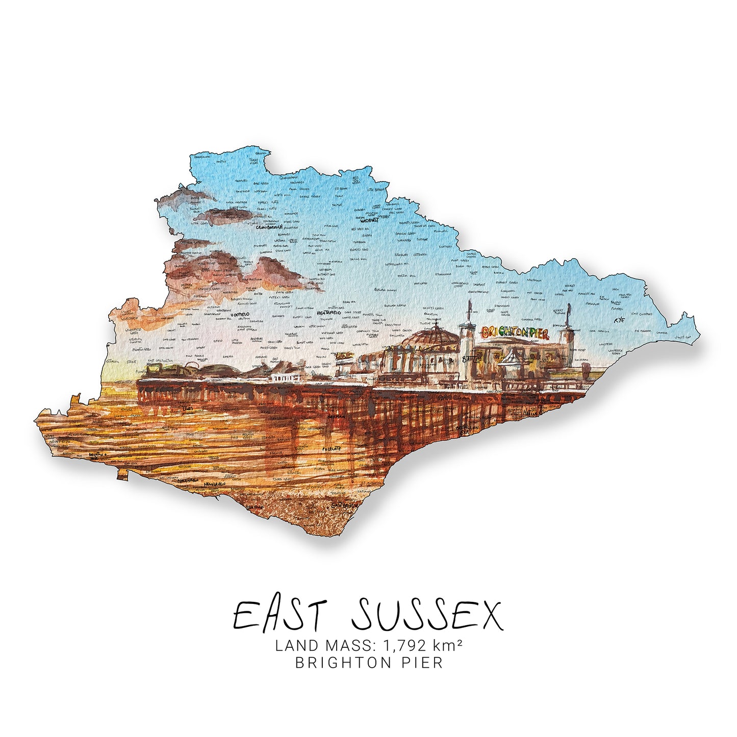 East Sussex Map Card