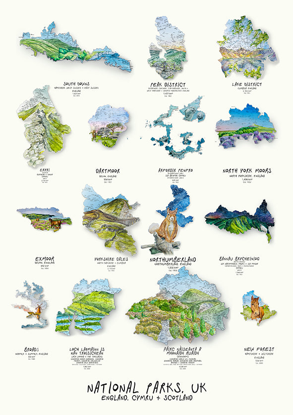 National Park Collection Map Print