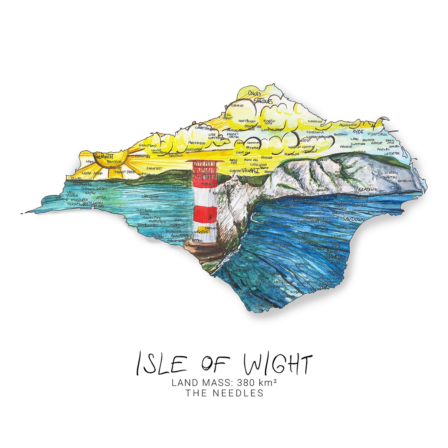 Isle of Wight The Needles Map Card