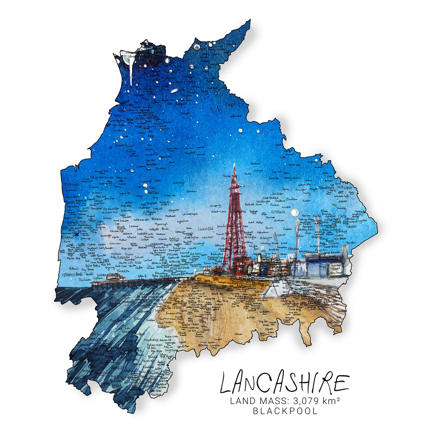 Lancashire Blackpool Tower Map Card