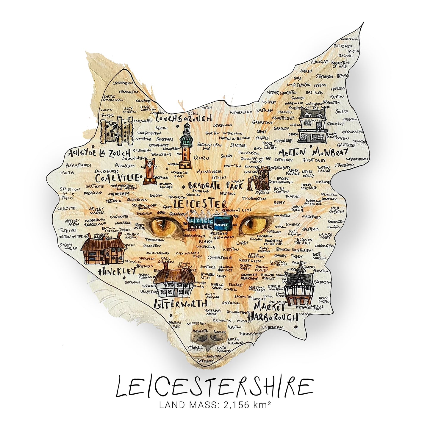 Leicestershire Fox 2020 Map Print