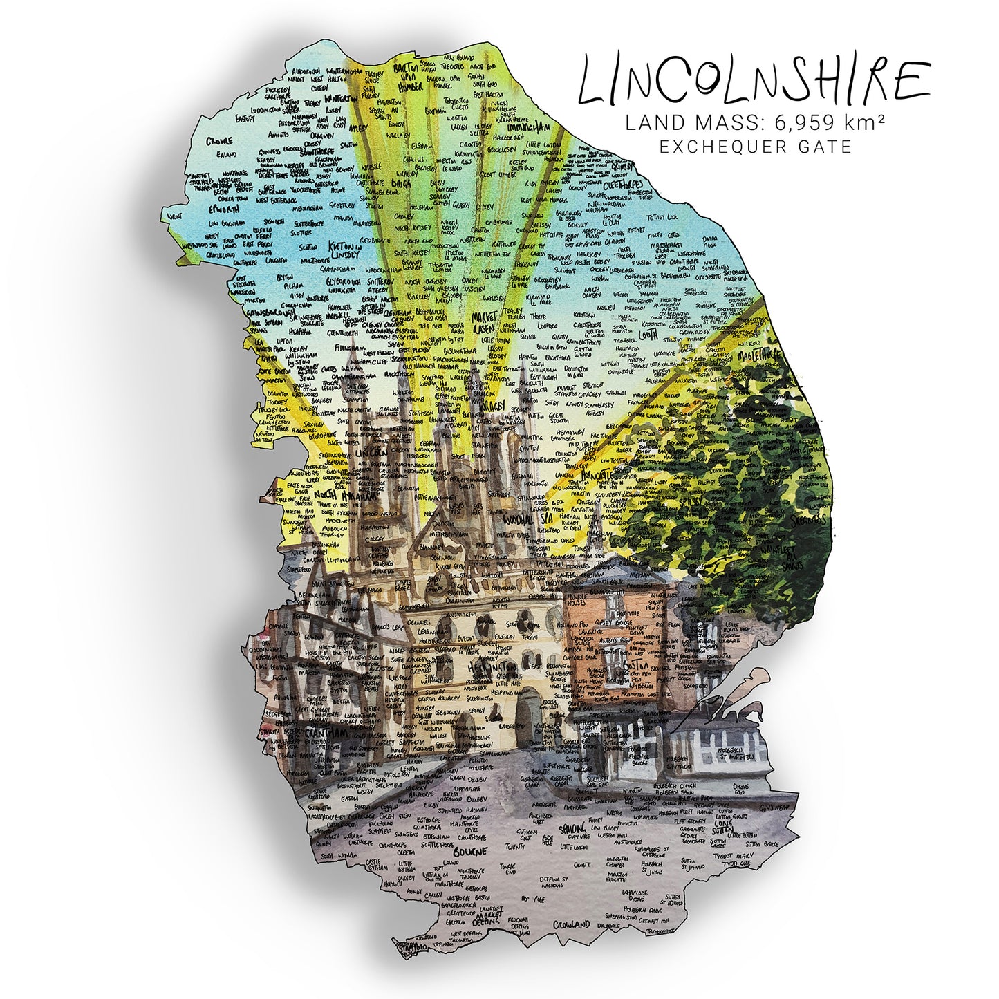 Lincolnshire Exchequer Map Print