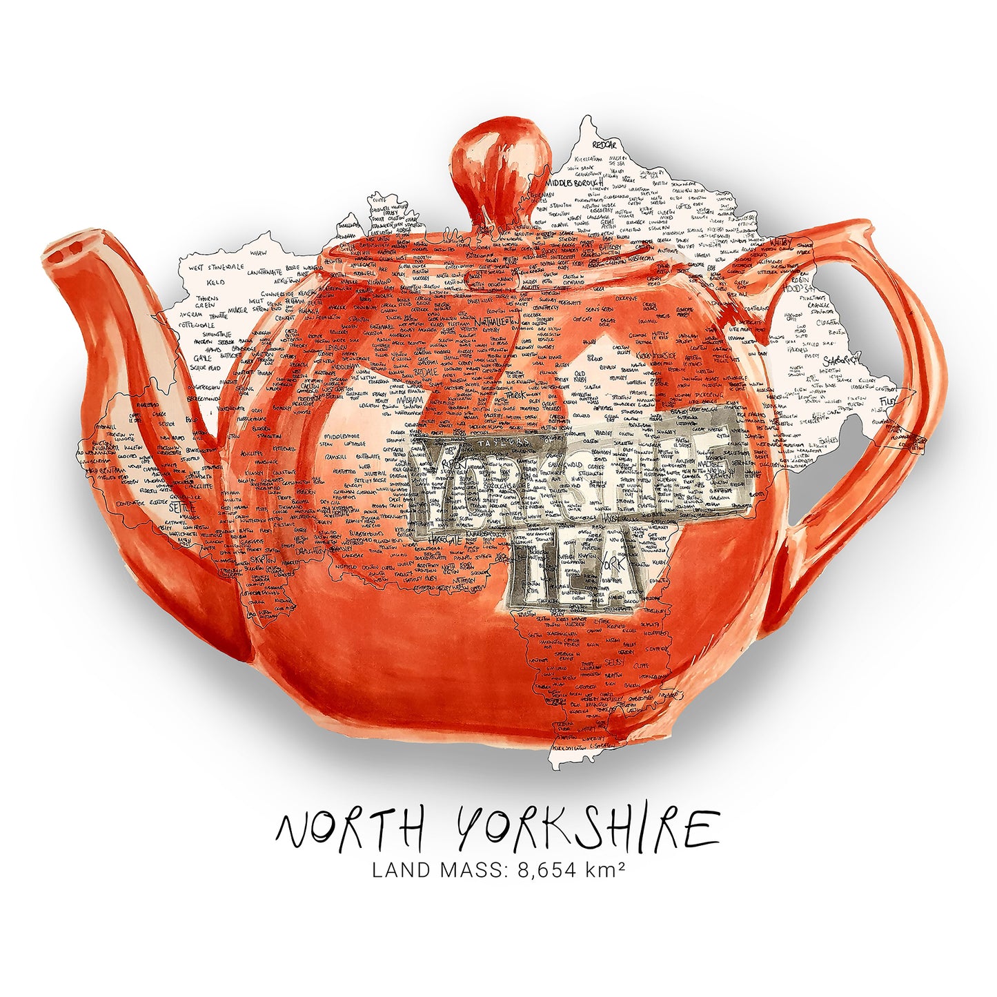 North Yorkshire Tea Map Print