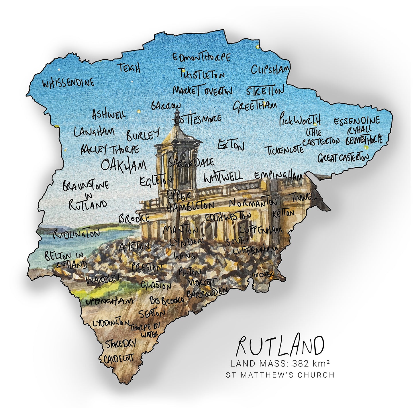 Rutland Water Map Print