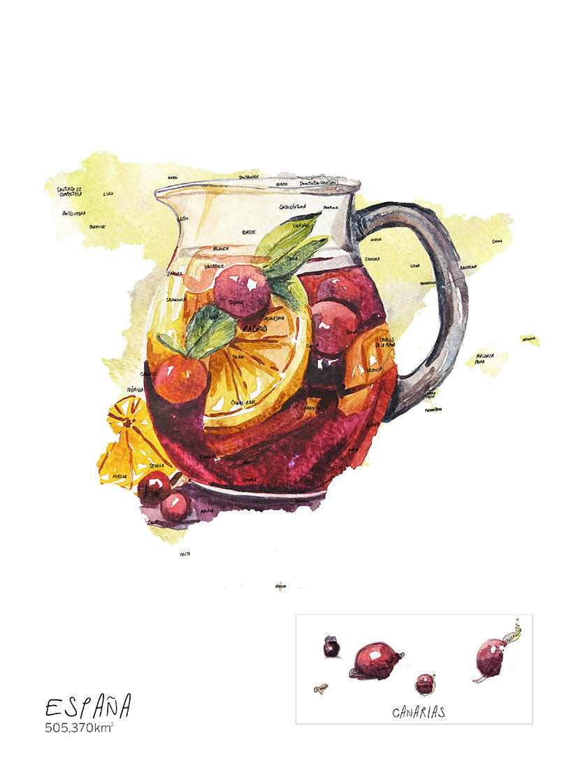 Spanish Sangria Map Print