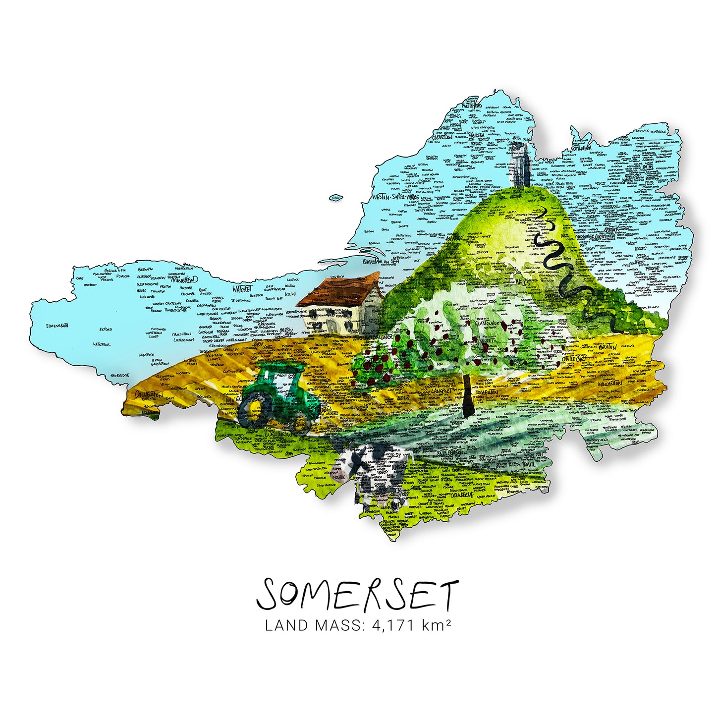 Somerset Map Print