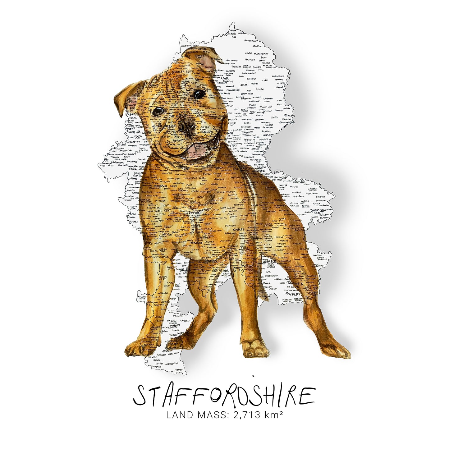 Staffordshire Terrier Map Print