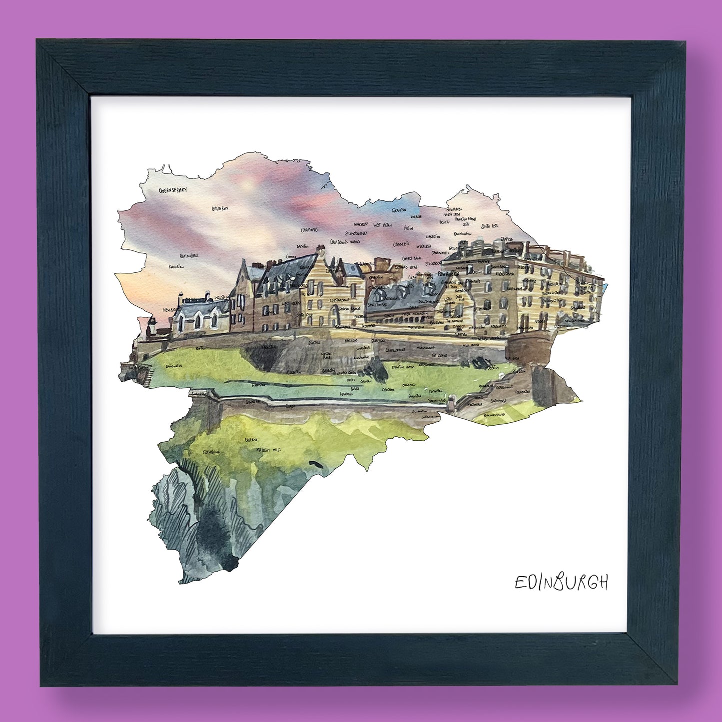 Edinburgh Castle Map Print