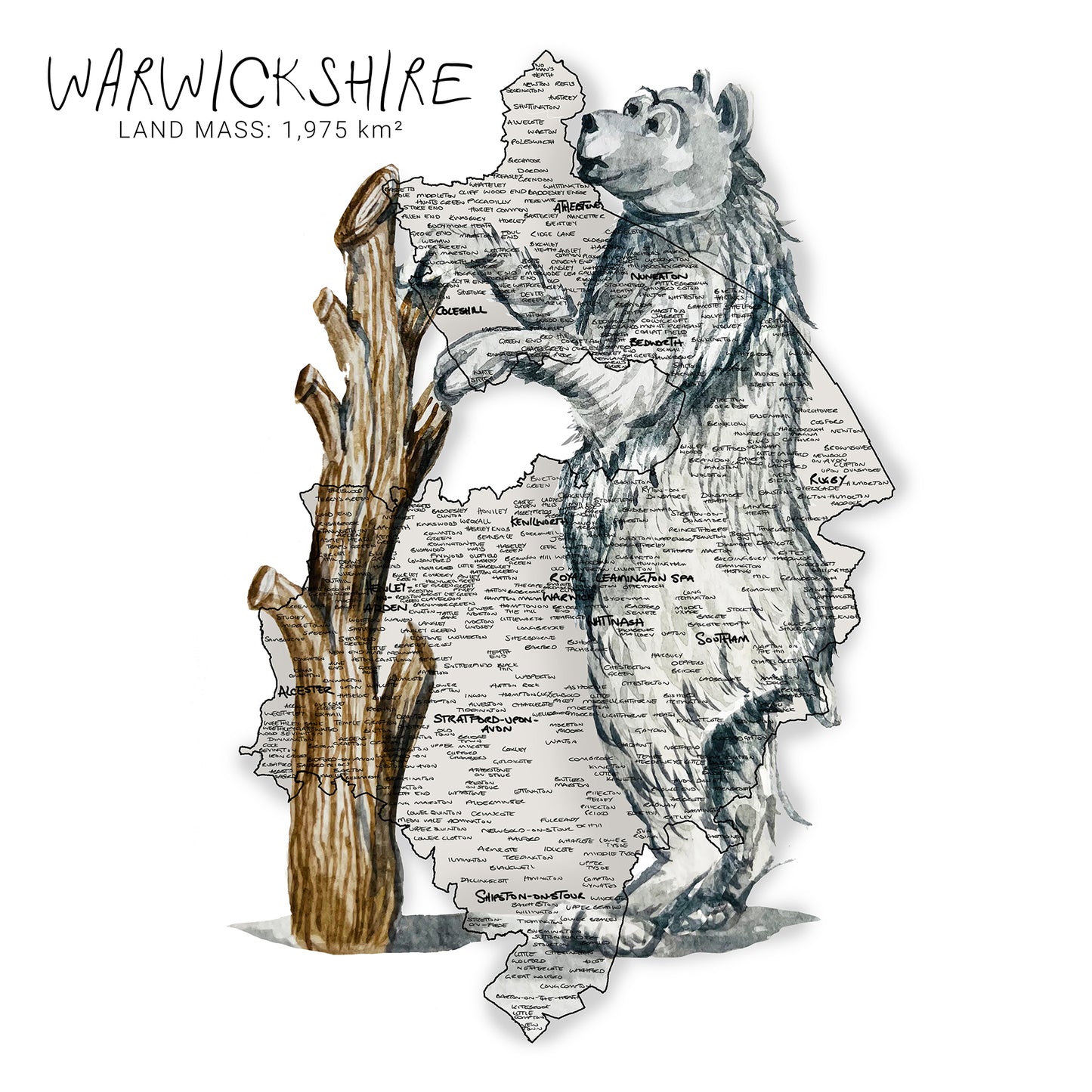 Warwickshire Bear and Staff Map Card