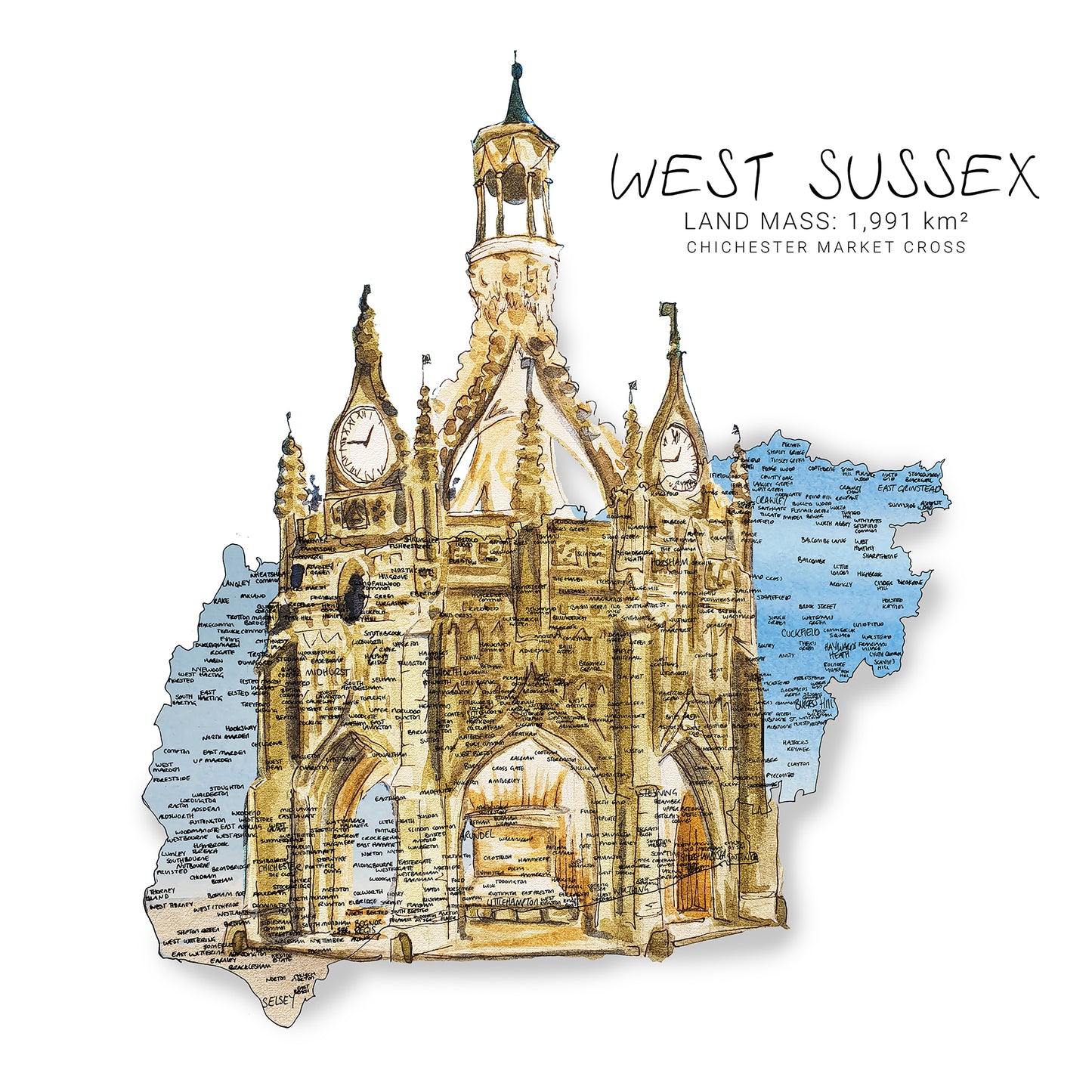 West Sussex Map Card