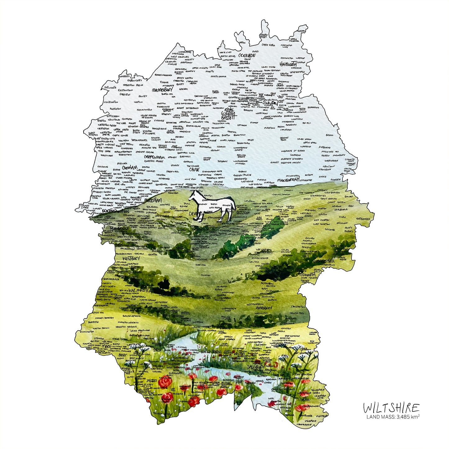 Wiltshire White Horse Print
