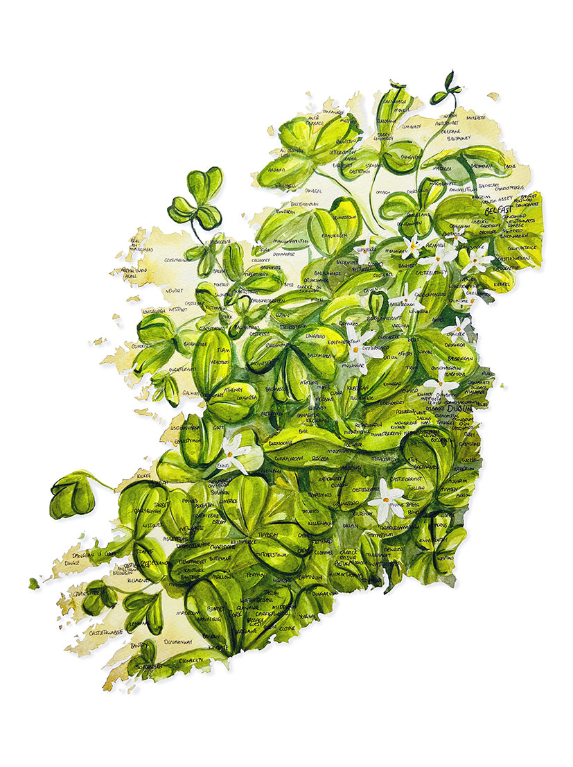 Irish Shamrock Map Giclee Fine Art Print
