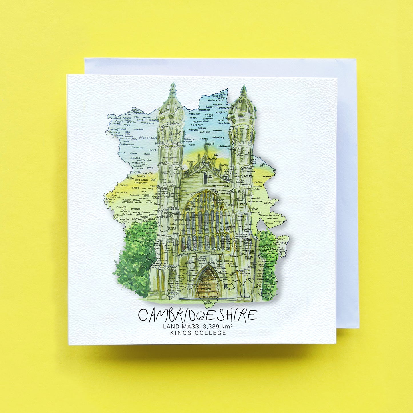 Cambridgeshire Kings College Map Card