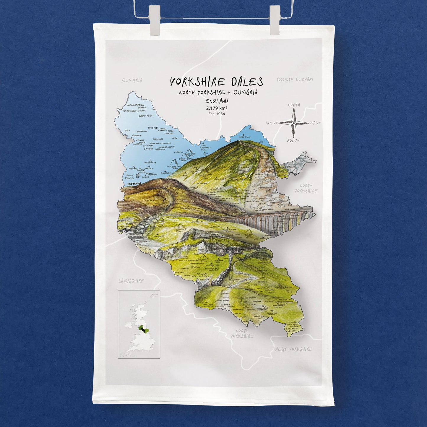 Yorkshire Dales Map Tea Towel