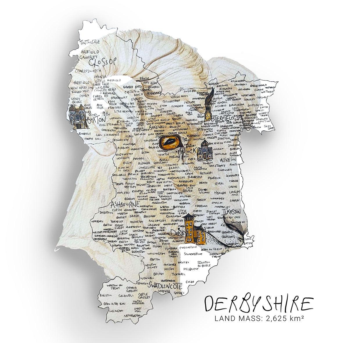 Derbyshire Ram Map Print