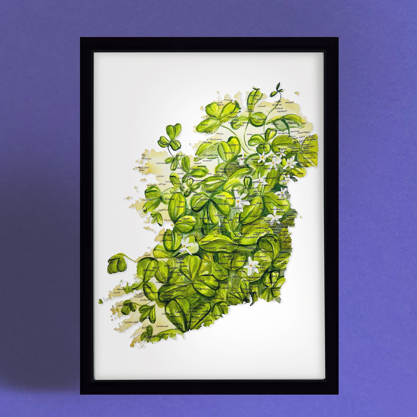 Irish Shamrock Map Giclee Fine Art Print