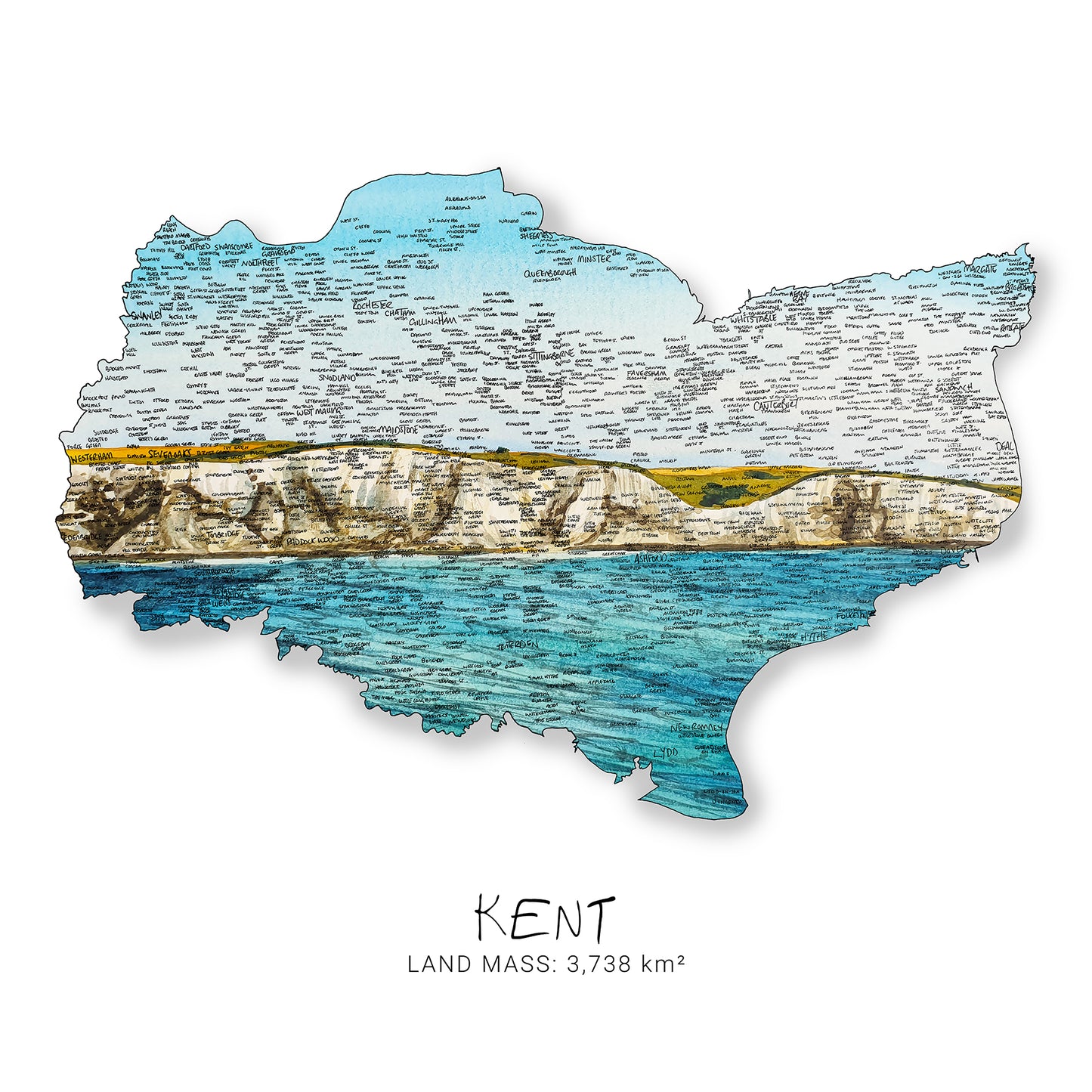 Kent White Cliffs Map Print