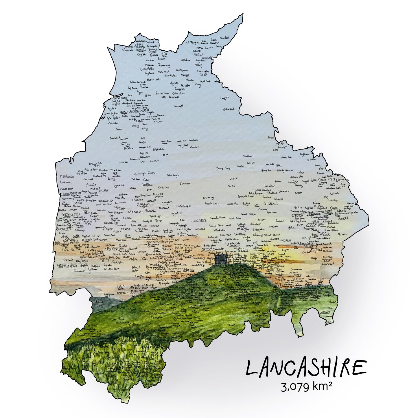Lancashire Rivington Pike Map Card