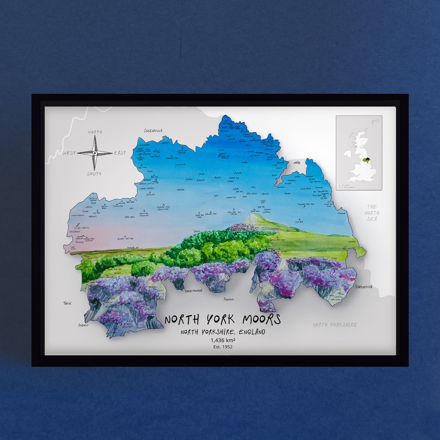 North Yorkshire Moors Map Print