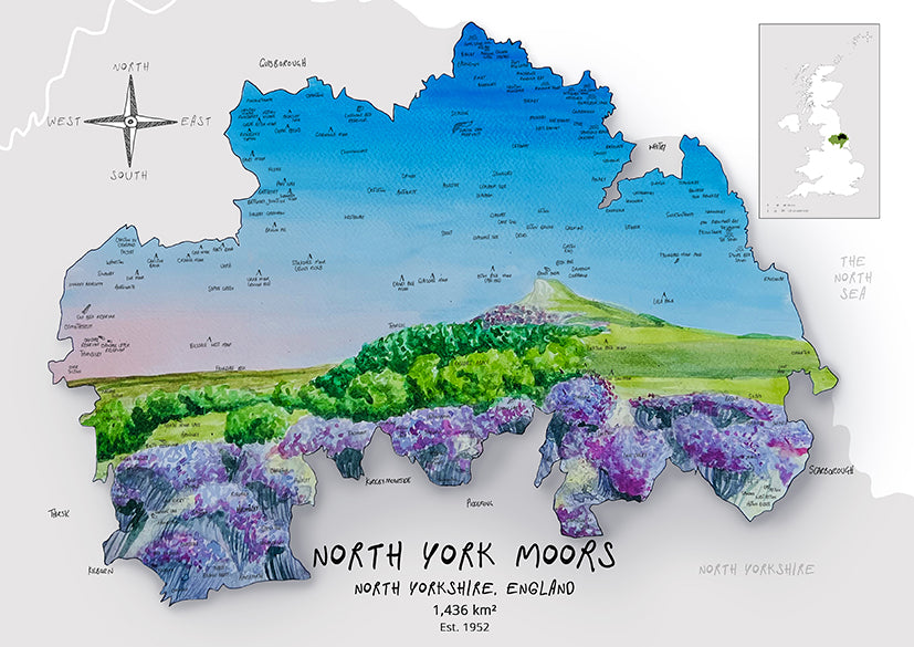 North Yorkshire Moors Map Card