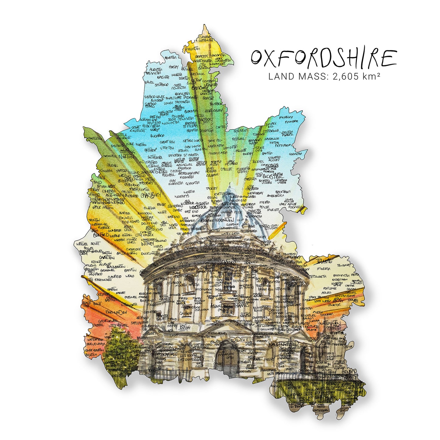 Oxfordshire Map Print