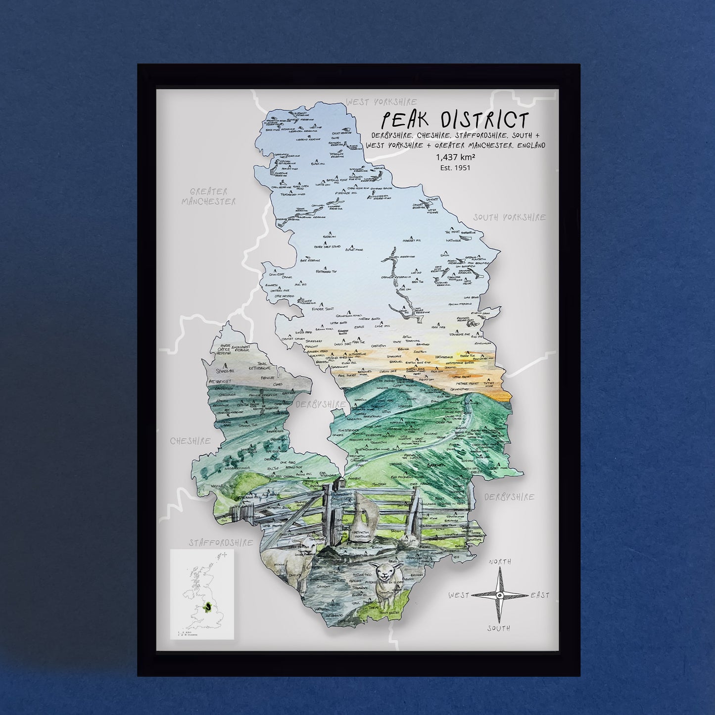 Peak District Map Print