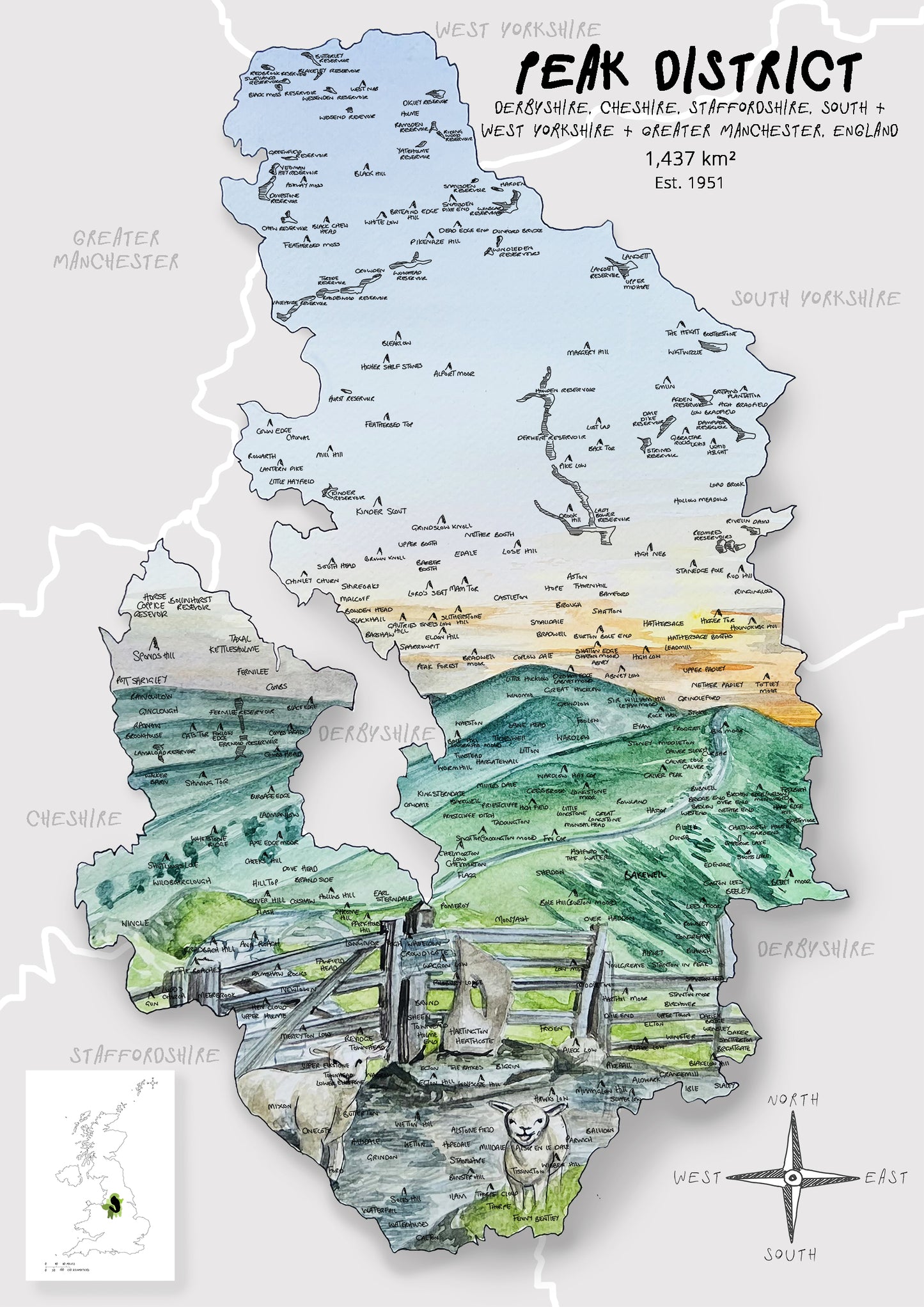 Peak District Map Card