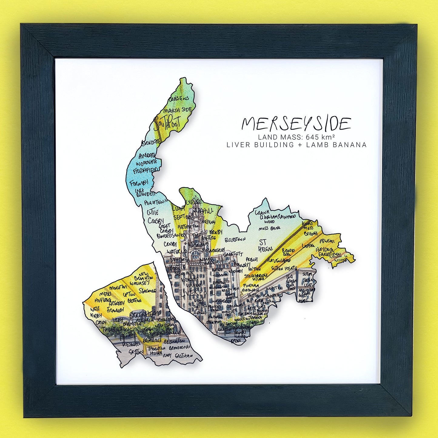 Merseyside Liver Building Map Print