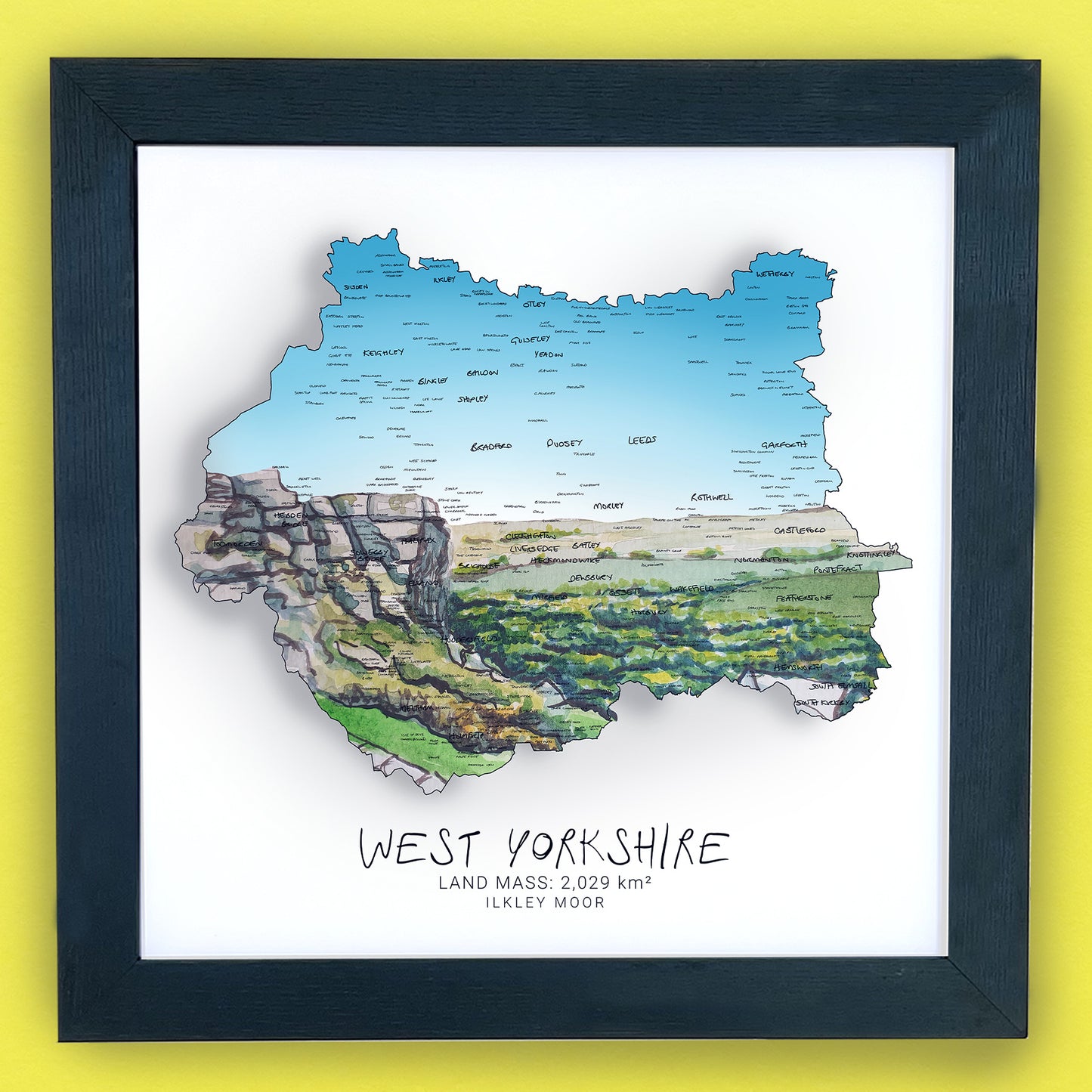West Yorkshire Ilkley Moor Map Print