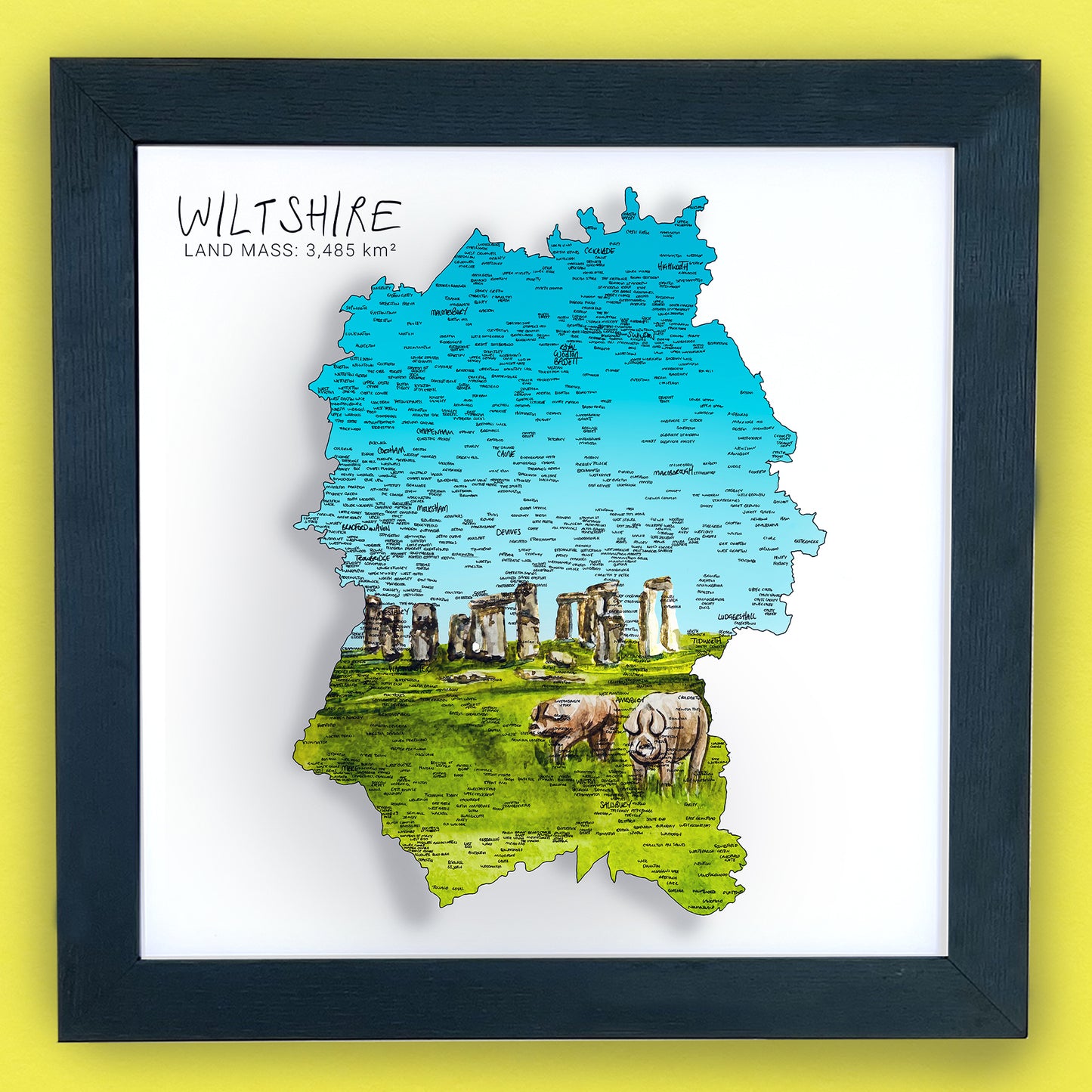Wiltshire Stone Henge Map Print