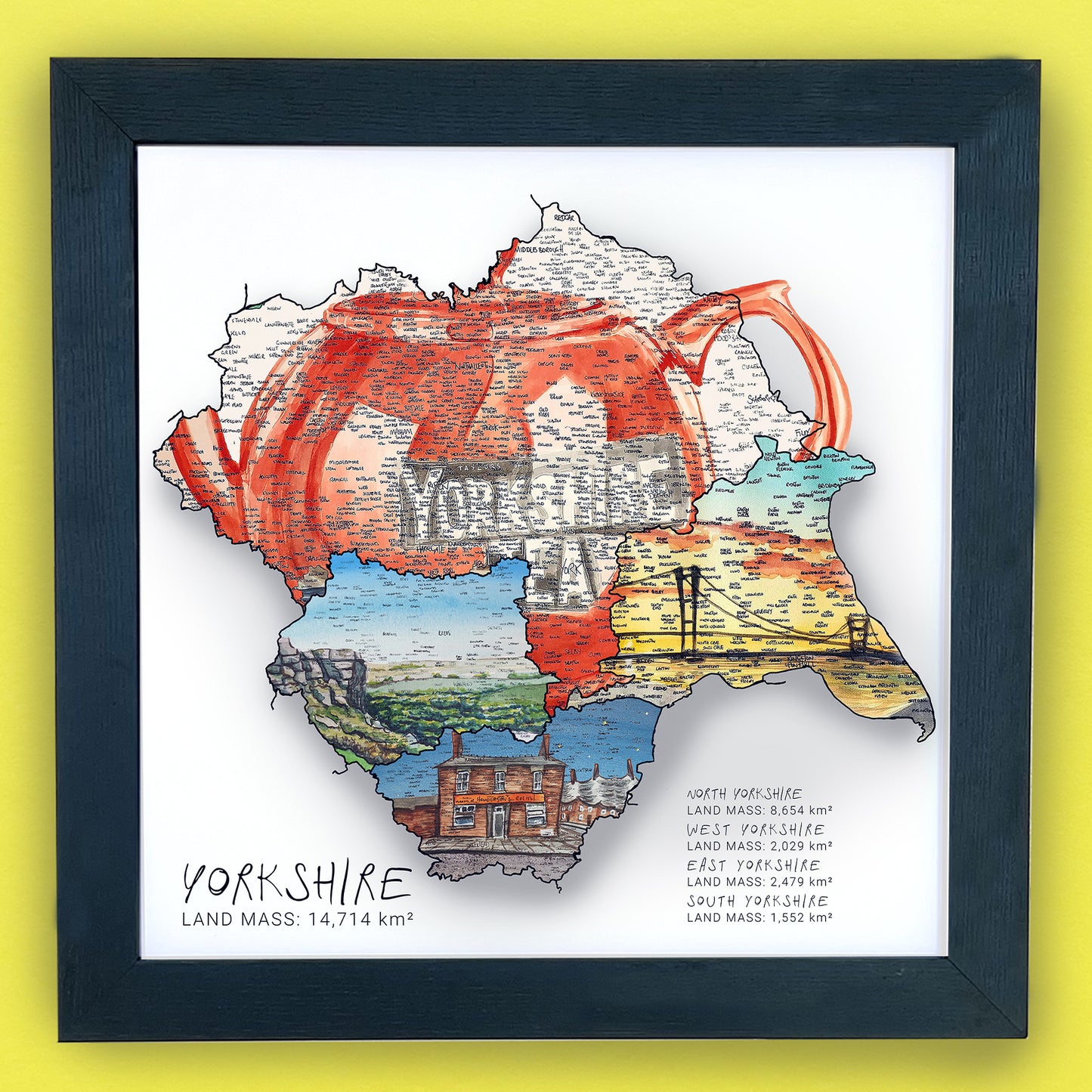 Yorkshire Region Map Print