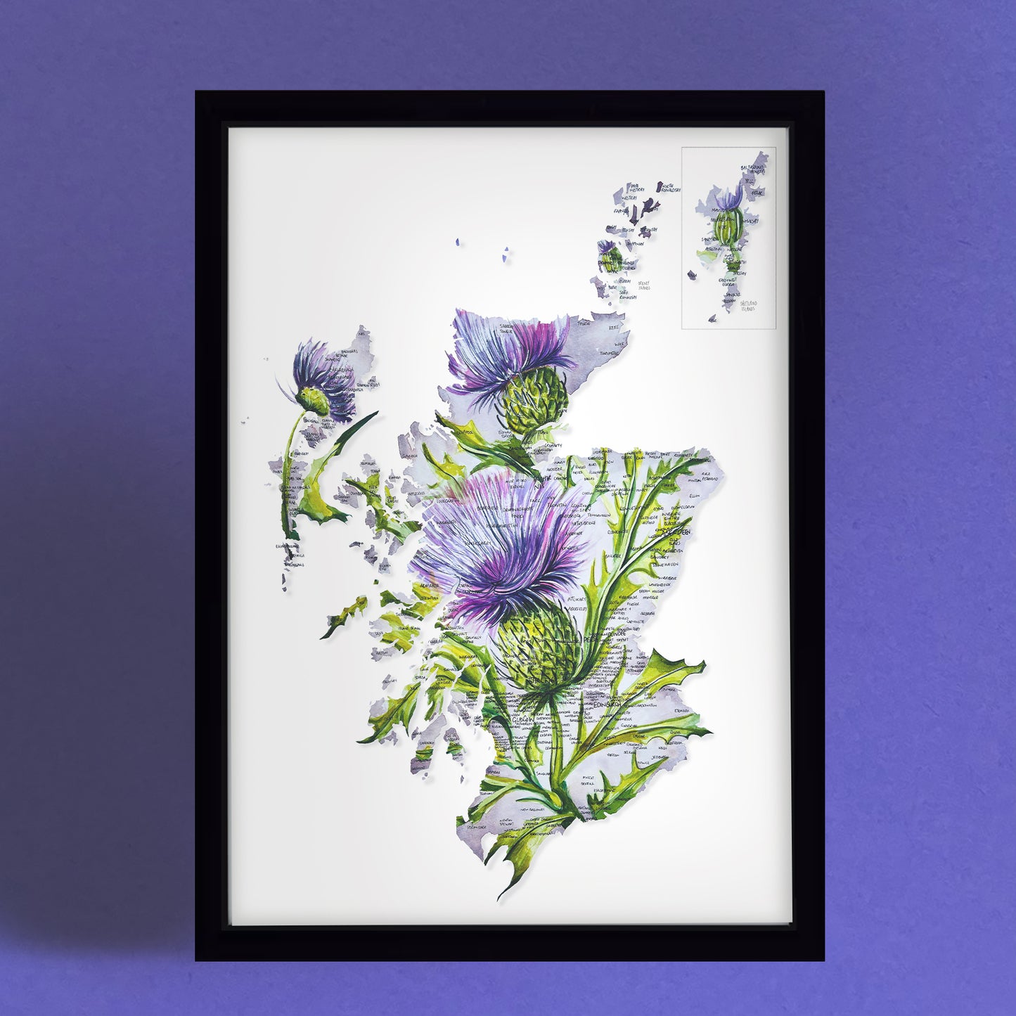 Scottish Thistle Map Giclee Fine Art Print