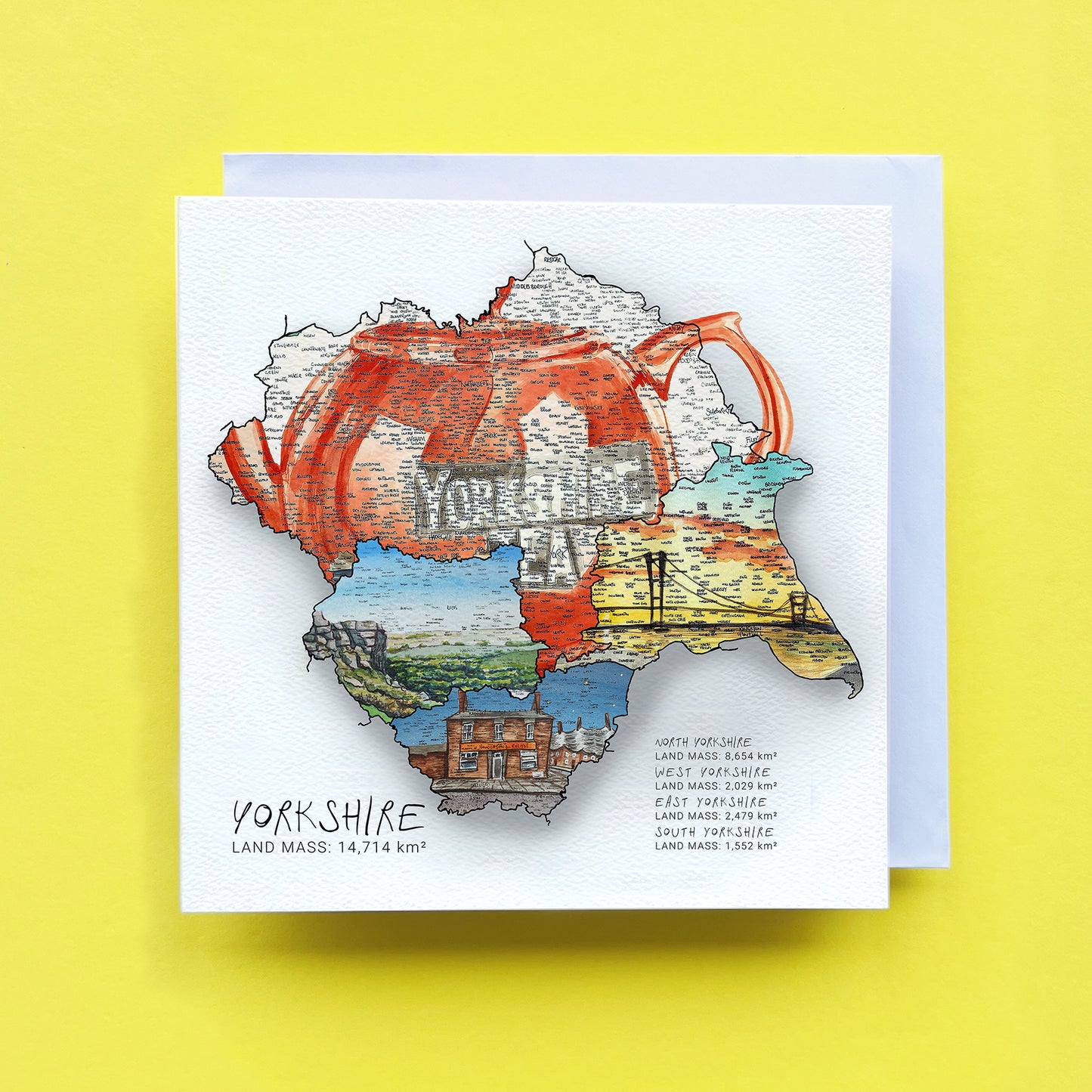 Yorkshire Region Map Card