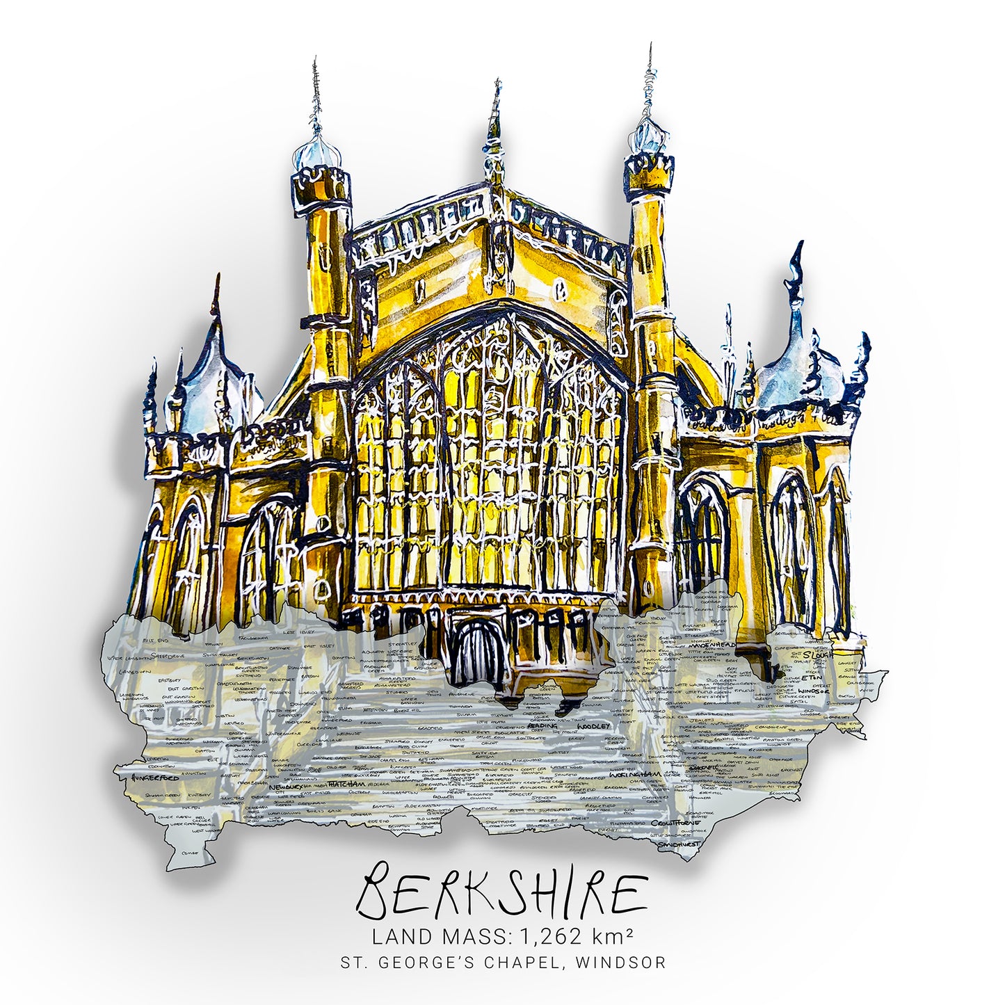 Berkshire St Georges Chapel Map Print