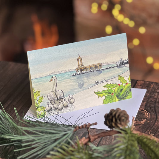 Morning Dip at Rutland Water Christmas Card - 5 for £10