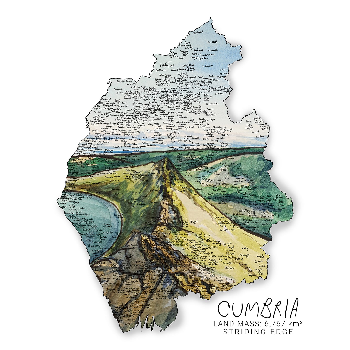 Cumbria Striding Edge Map Print