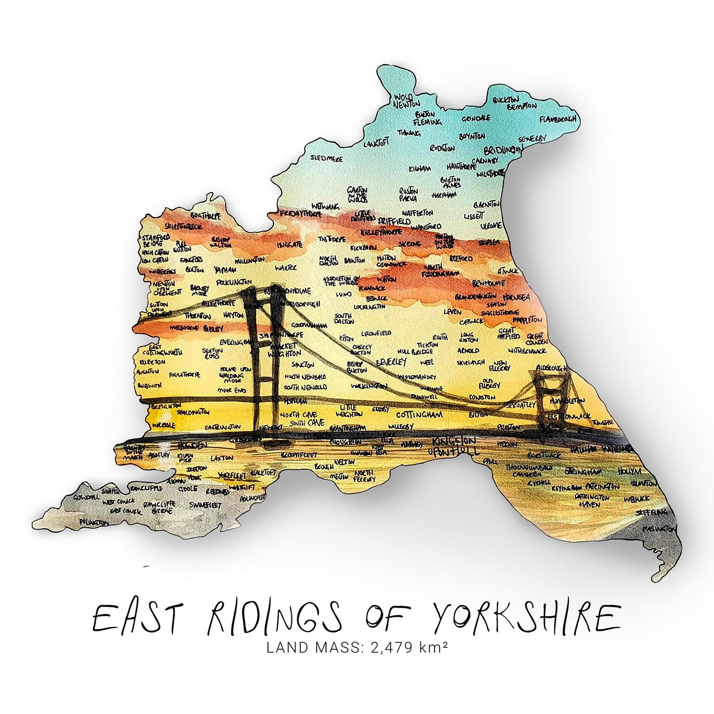 East Ridings of Yorkshire Map Print