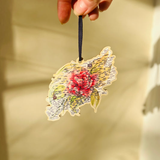 Northants Rose of the Shire Wooden Bauble