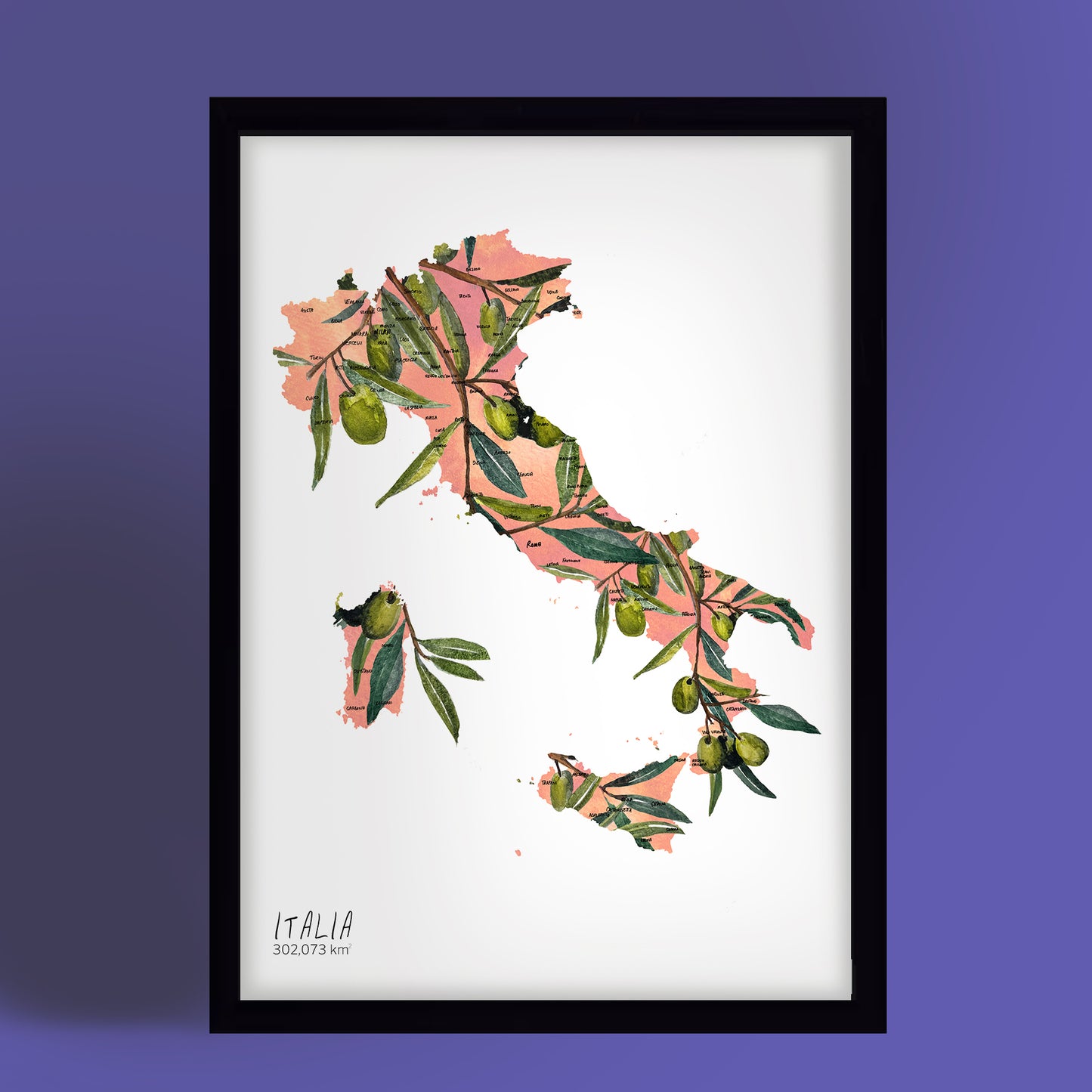 Italian Olives Map Print