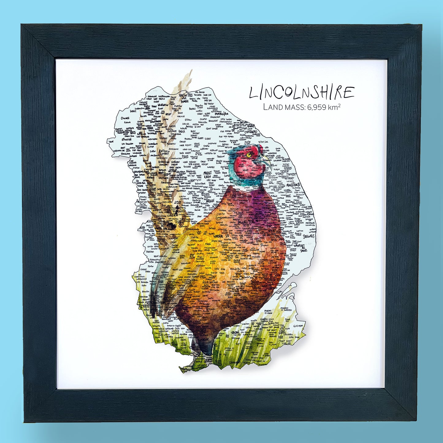 Lincolnshire Pheasant Map Print