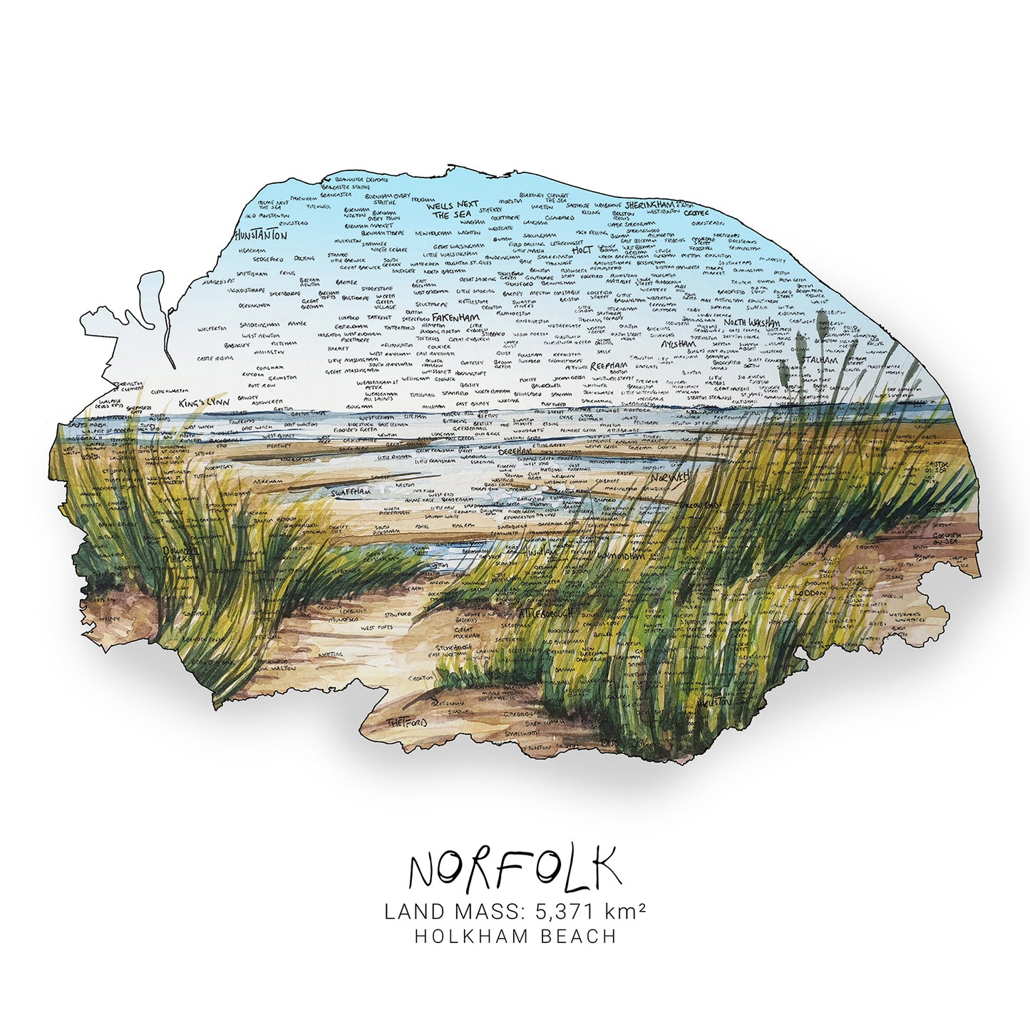 Norfolk Beach Map Card