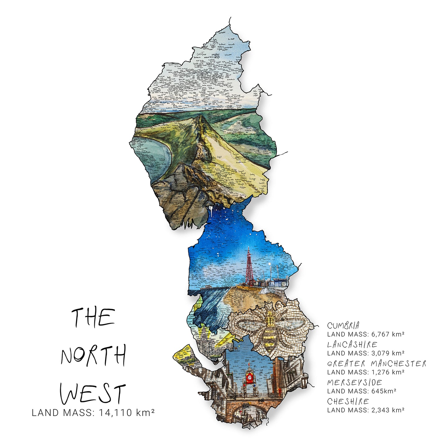 North West Region Map Print