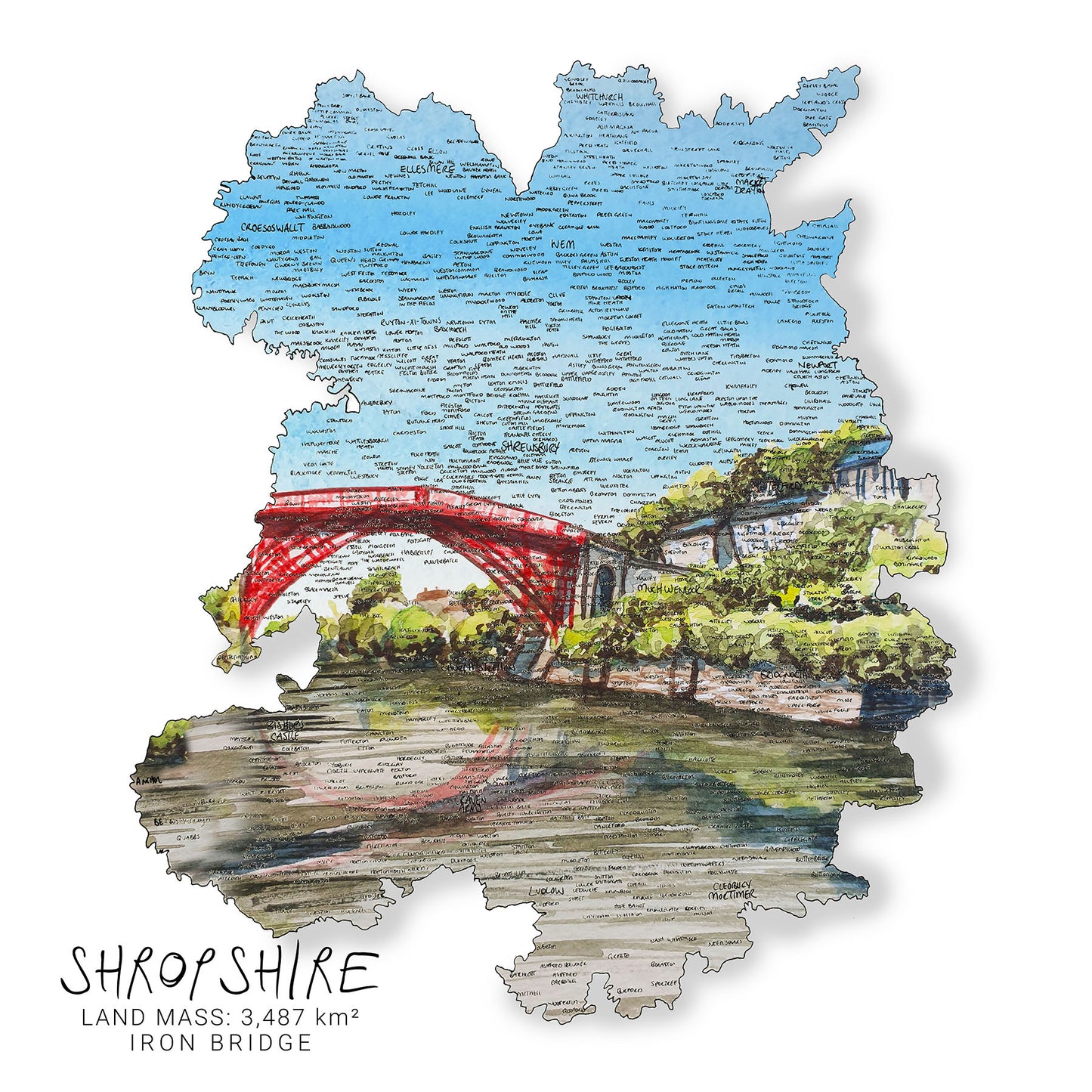 Shropshire Iron Bridge Map Print