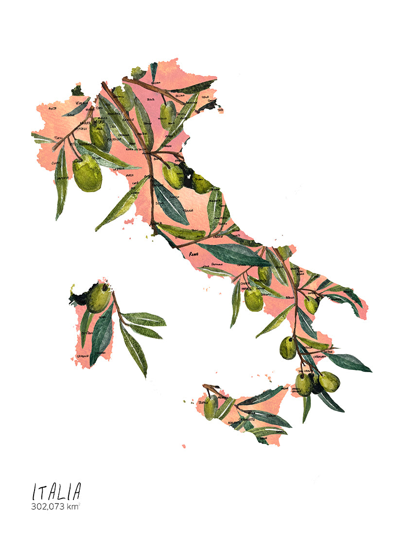 Italian Olives Map Print