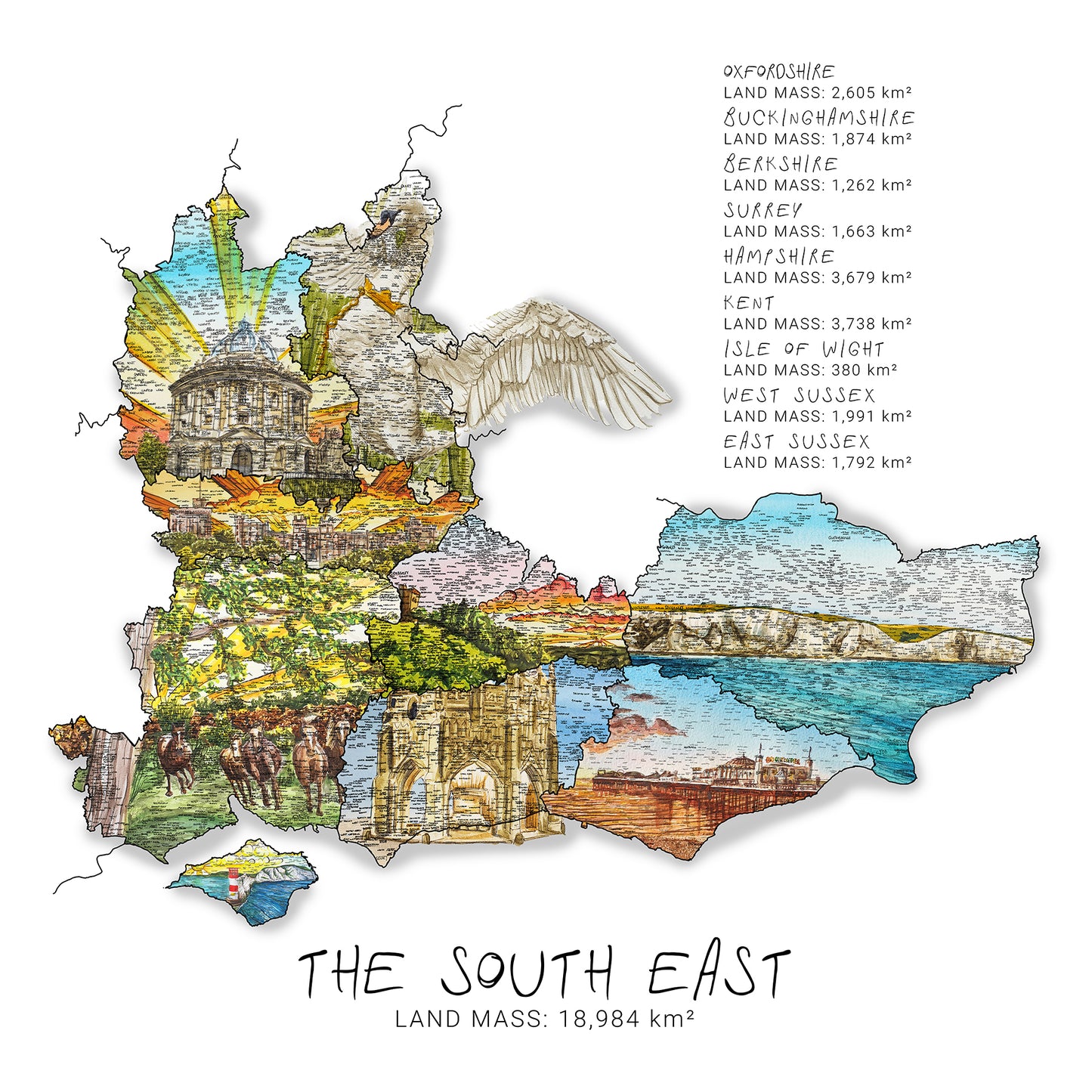 South East Region Map Print