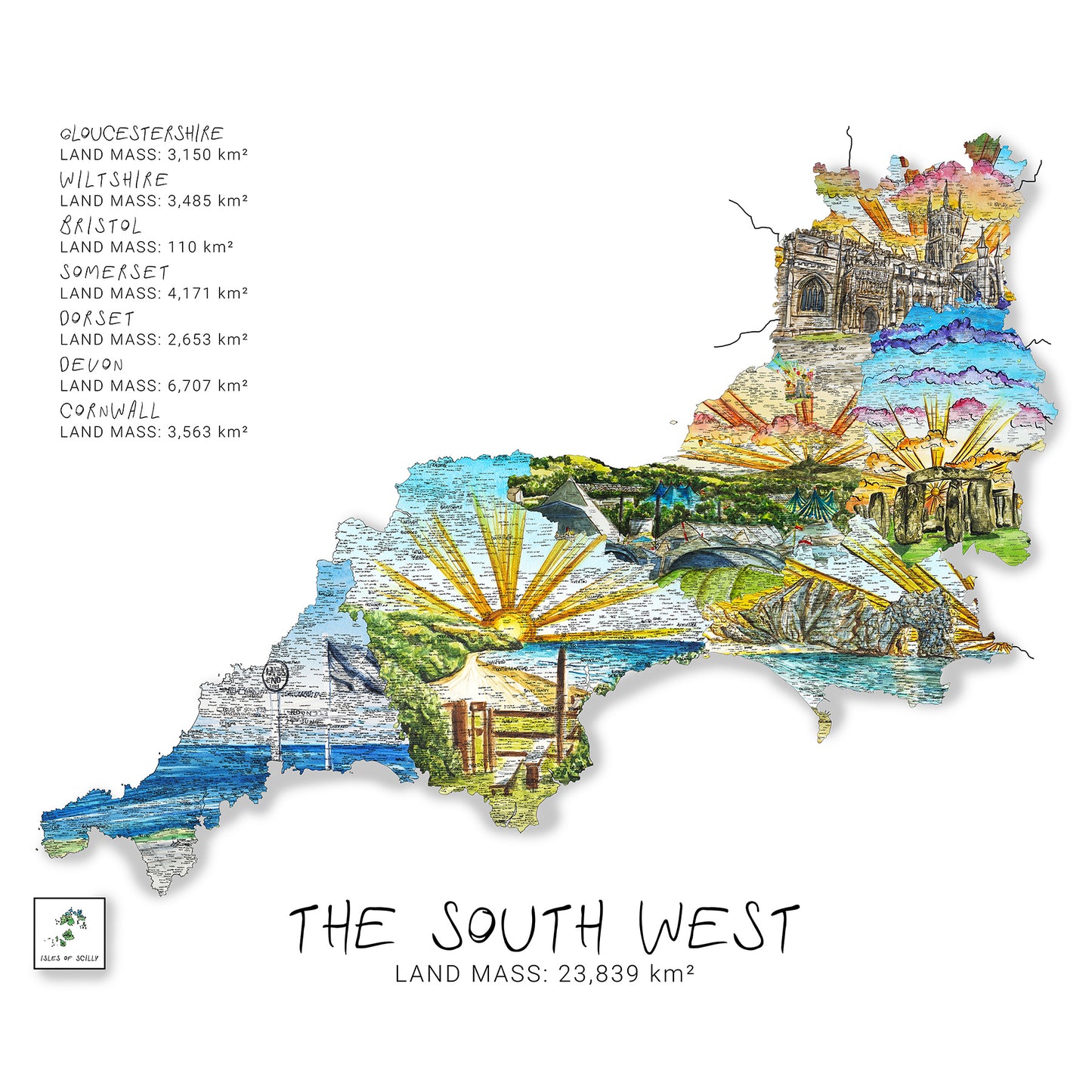 South West Region Map Print