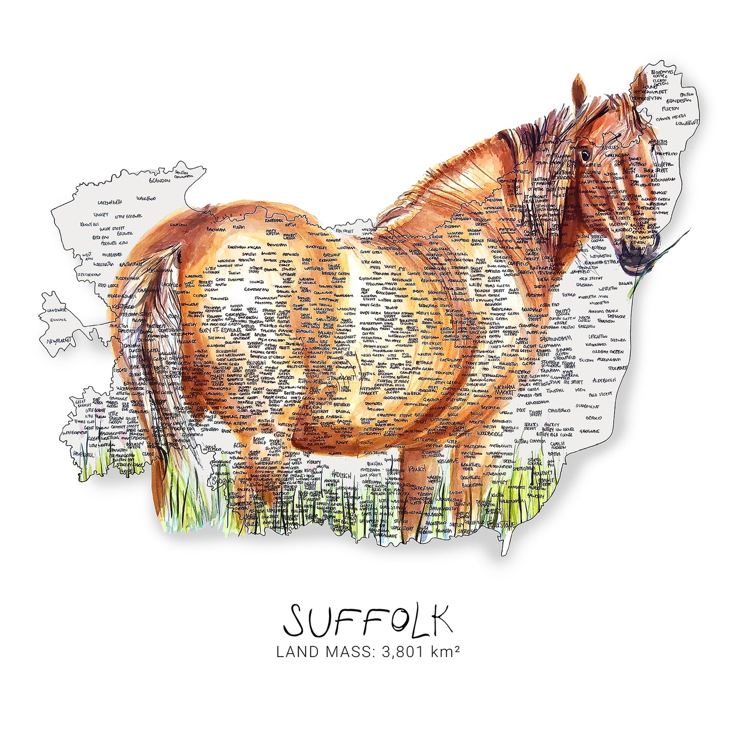 Suffolk Horse Map Card