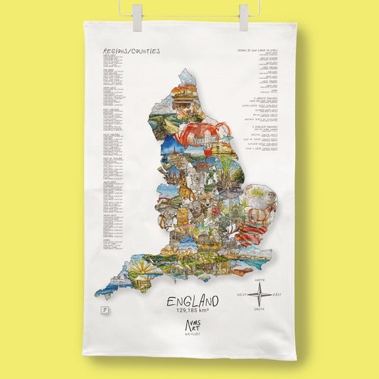 England Map Tea Towel